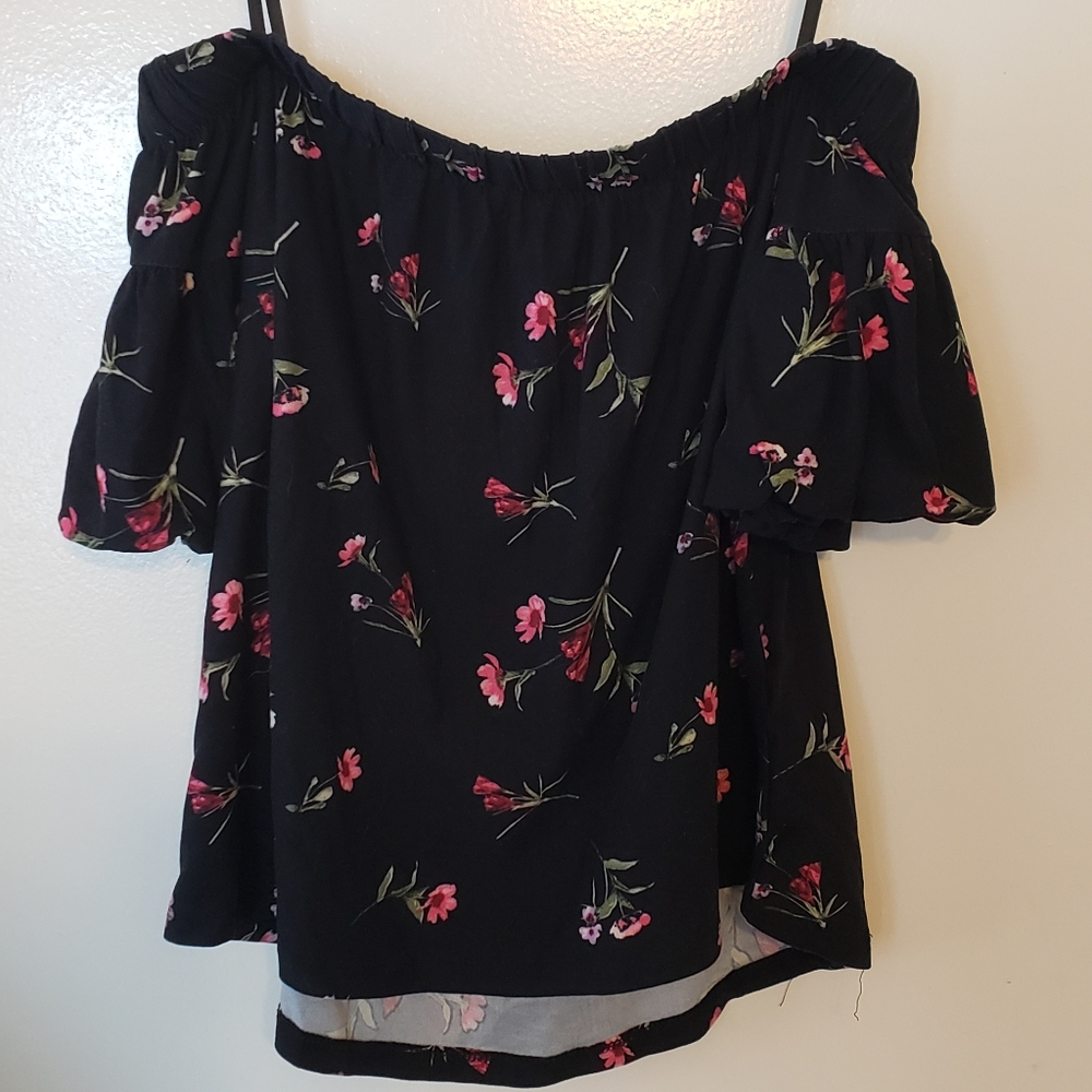 Black & Floral off the shoulder top